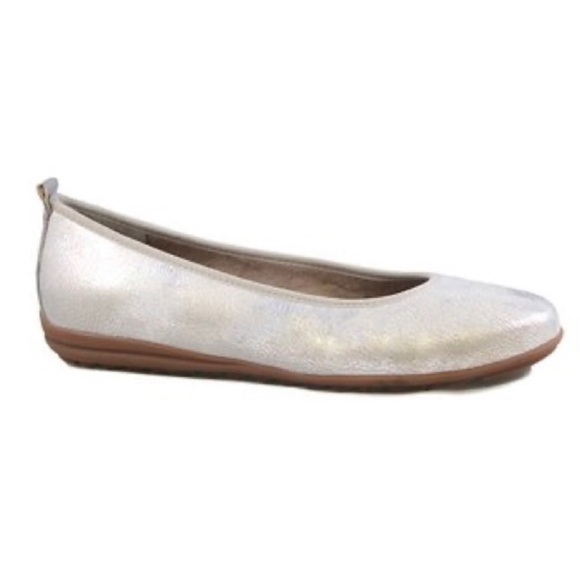 Jenny By Ara - Silver Pearl Leather Flats, Size 9, New - Picture 2 of 7